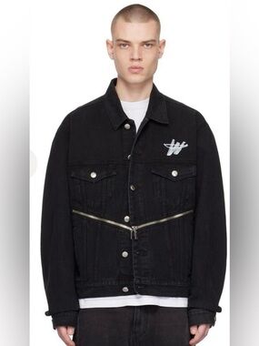 Welldone WD Logo Zipper Denim Trucker Jacket Black XL Unisex RARE